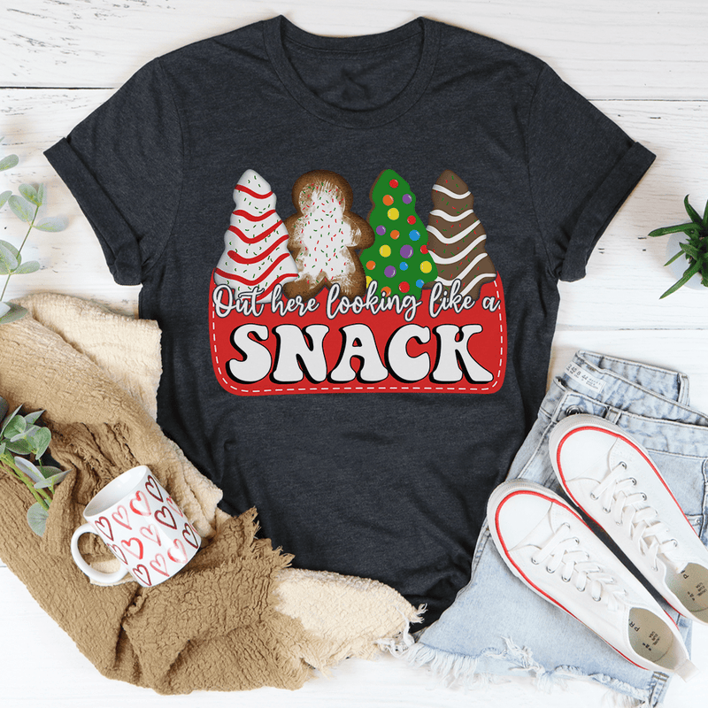 Out Here Looking Like A Snack Christmas Tee Dark Grey Heather / S Peachy Sunday T-Shirt