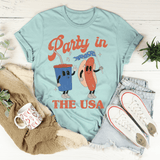 Party In The USA Tee Heather Prism Dusty Blue / S Peachy Sunday T-Shirt