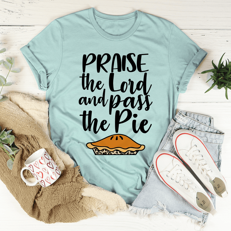 Praise The Lord And Pass The Pie Tee Heather Prism Dusty Blue / S Peachy Sunday T-Shirt