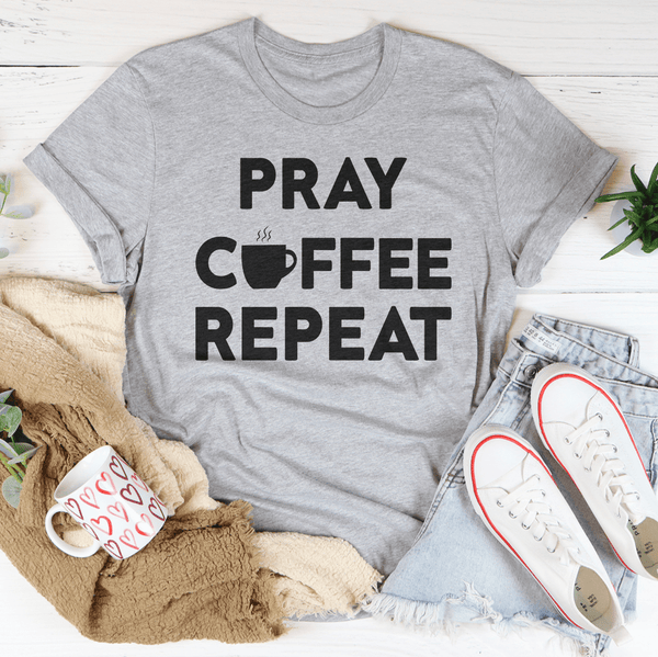 Pray Coffee Repeat Tee Athletic Heather / S Peachy Sunday T-Shirt