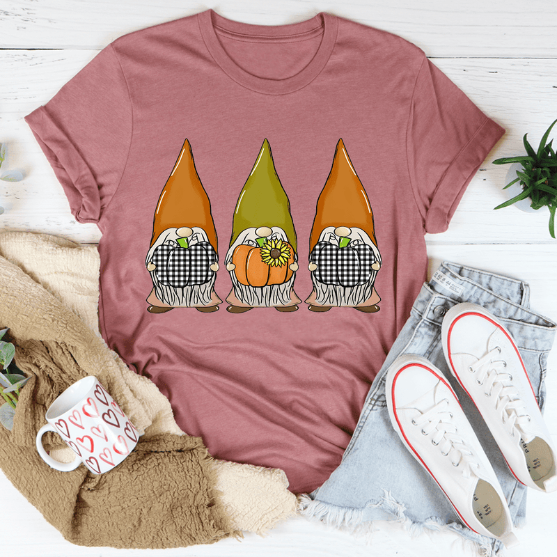 Pumpkin Gnomes Fall Tee Mauve / S Peachy Sunday T-Shirt
