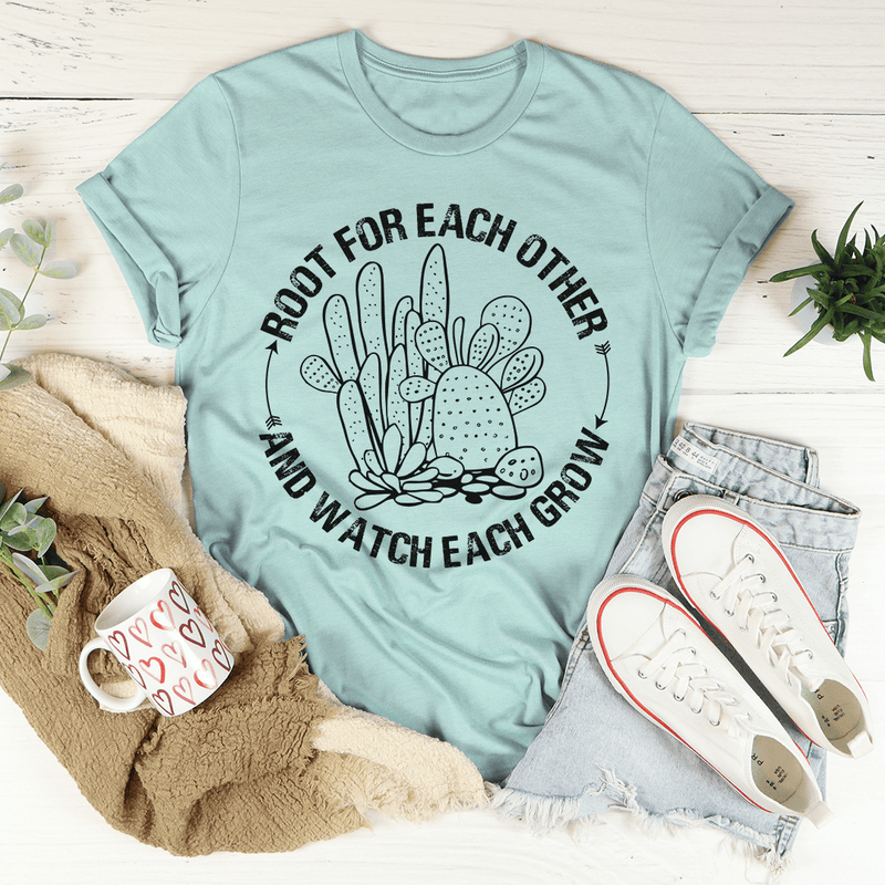 Root For Each Other Tee Heather Prism Dusty Blue / S Peachy Sunday T-Shirt