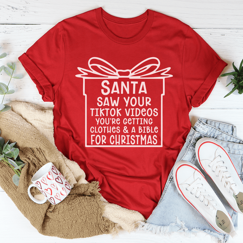 Santa Saw Your Videos Tee Red / S Peachy Sunday T-Shirt