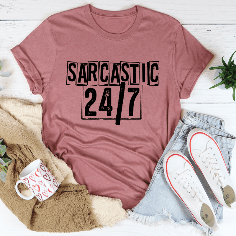 Sarcastic 24/7 Tee Mauve / S Peachy Sunday T-Shirt