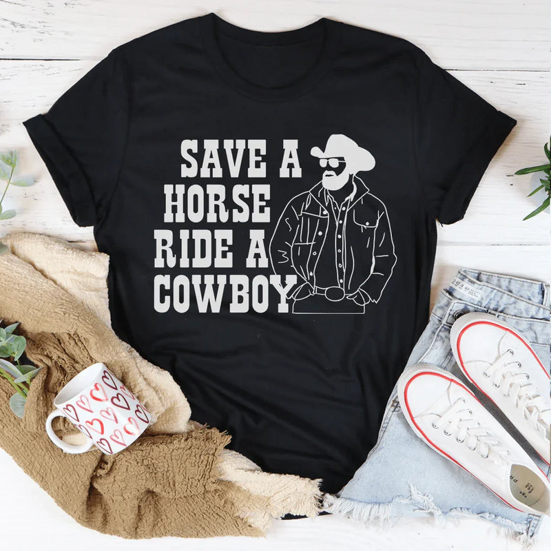 Save A Horse Ride A Cowboy Tee – Peachy Sunday