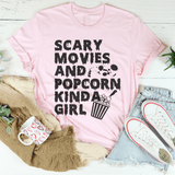 Scary Movies & Popcorn Kinda Girl Tee Pink / S Peachy Sunday T-Shirt