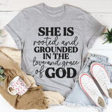 She Is Rooted And Grounded In The Love And Grace Of God Tee Athletic Heather / S Peachy Sunday T-Shirt