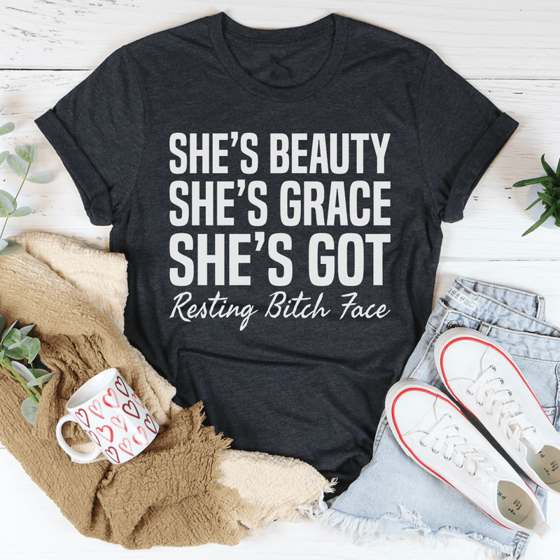 She's Beauty She's Grace Tee Dark Grey Heather / S Peachy Sunday T-Shirt