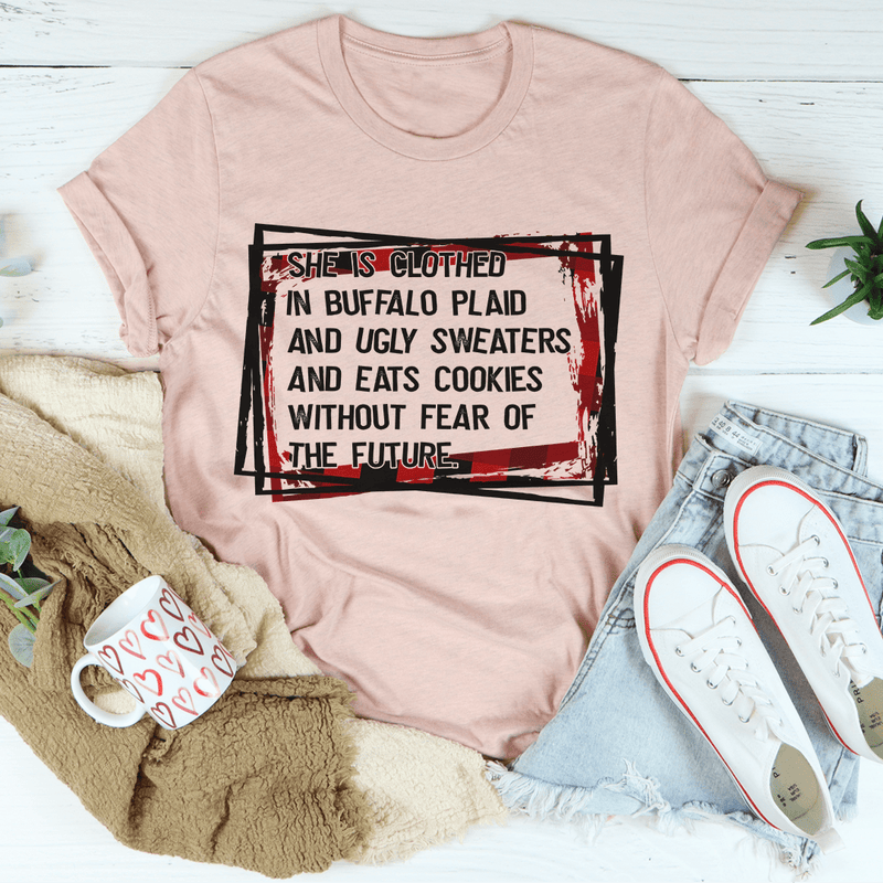 She's Clothed In Buffalo Plaid And Ugly Sweaters Tee Heather Prism Peach / S Peachy Sunday T-Shirt