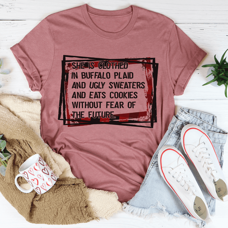 She's Clothed In Buffalo Plaid And Ugly Sweaters Tee Mauve / S Peachy Sunday T-Shirt