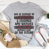 She's Clothed In Buffalo Plaid & Watches Christmas Movies Tee Athletic Heather / S Peachy Sunday T-Shirt