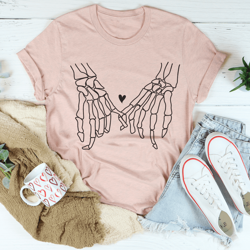 Skeleton Holding Hands Tee Heather Prism Peach / S Peachy Sunday T-Shirt