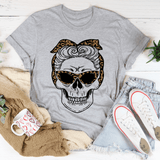 Skull With Leopard Bandana Tee Athletic Heather / S Peachy Sunday T-Shirt