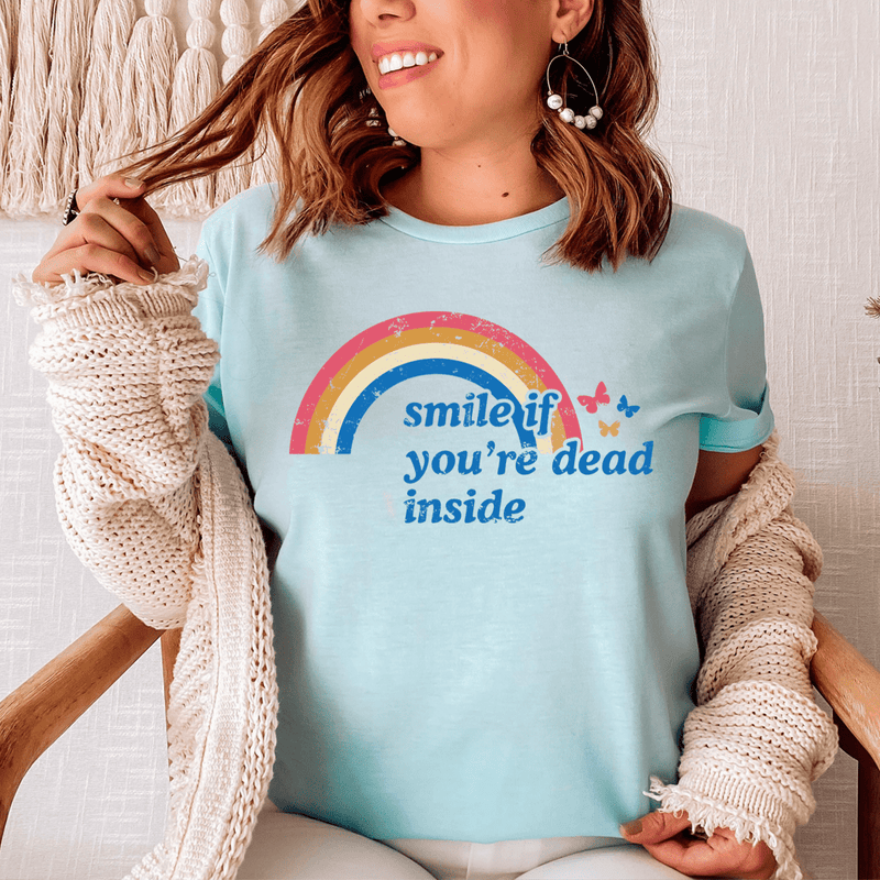 Smile If You're Dead Inside Tee Heather Prism Ice Blue / S Peachy Sunday T-Shirt
