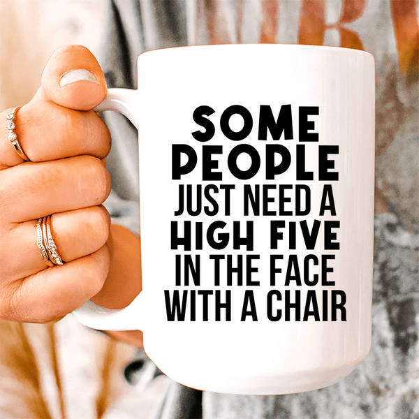 Some People Just Need A High Five Ceramic Mug 15 oz White / One Size CustomCat Drinkware T-Shirt