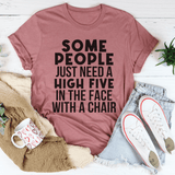 Some People Just Need A High Five Tee Mauve / S Peachy Sunday T-Shirt