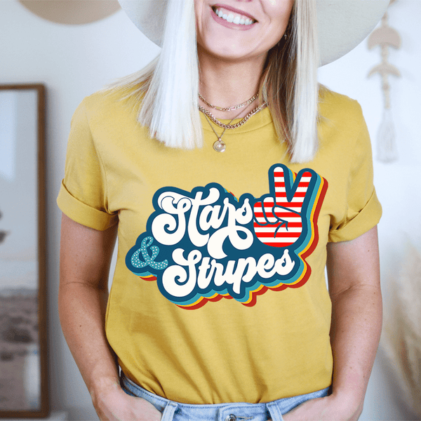 Stars & Stripes Tee Mustard / S Peachy Sunday T-Shirt