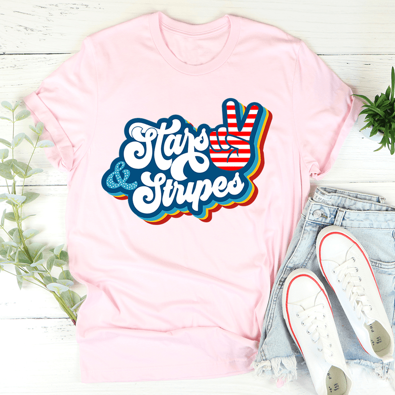 Stars & Stripes Tee Pink / S Peachy Sunday T-Shirt