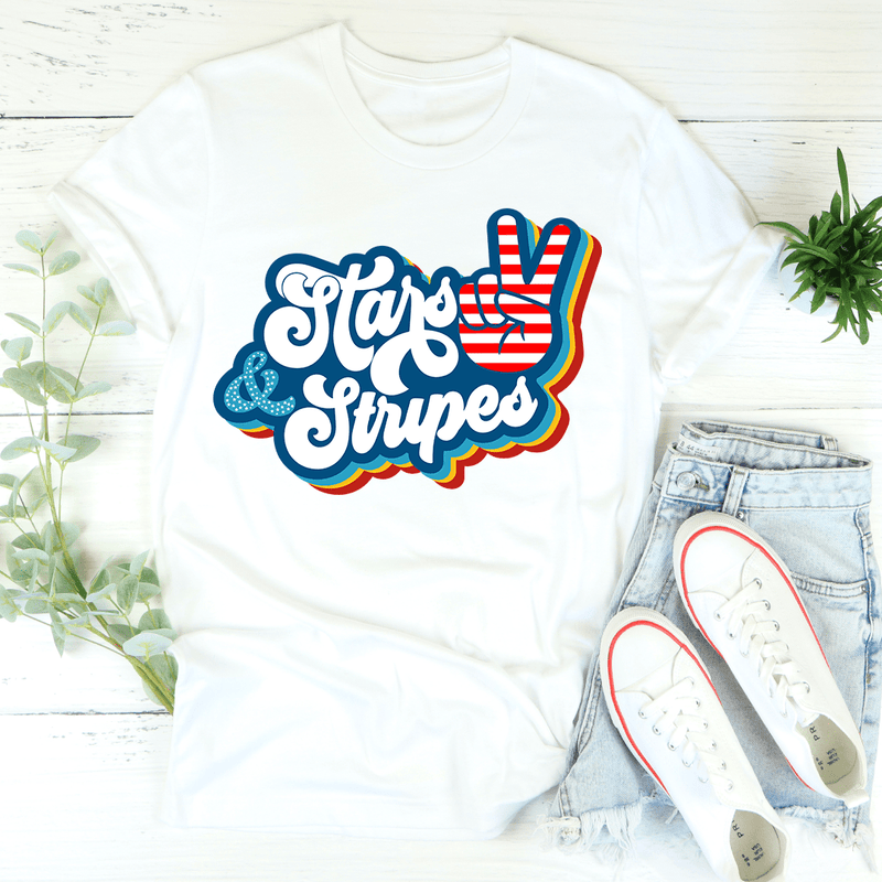 Stars & Stripes Tee White / S Peachy Sunday T-Shirt