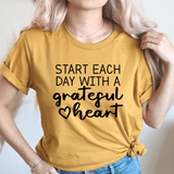 Start Each Day With A Grateful Heart Tee Mustard / S Peachy Sunday T-Shirt