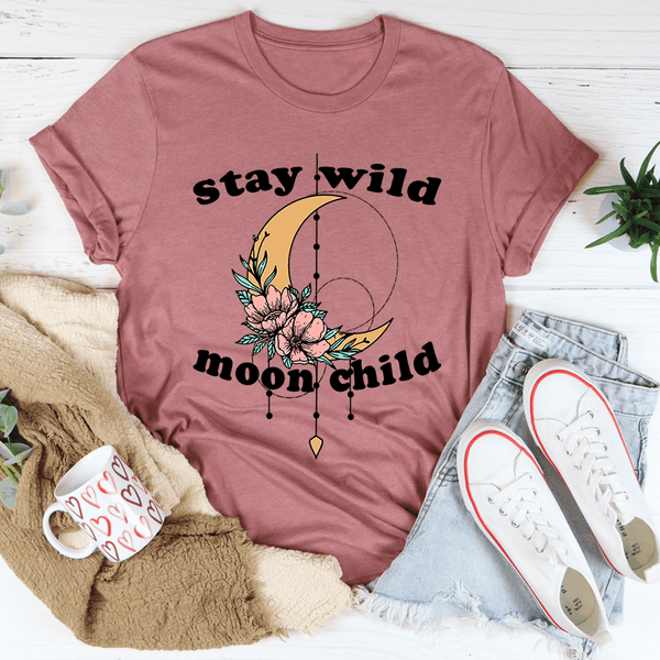 Stay Wild Moon Child Boho Tee Mauve / S Peachy Sunday T-Shirt