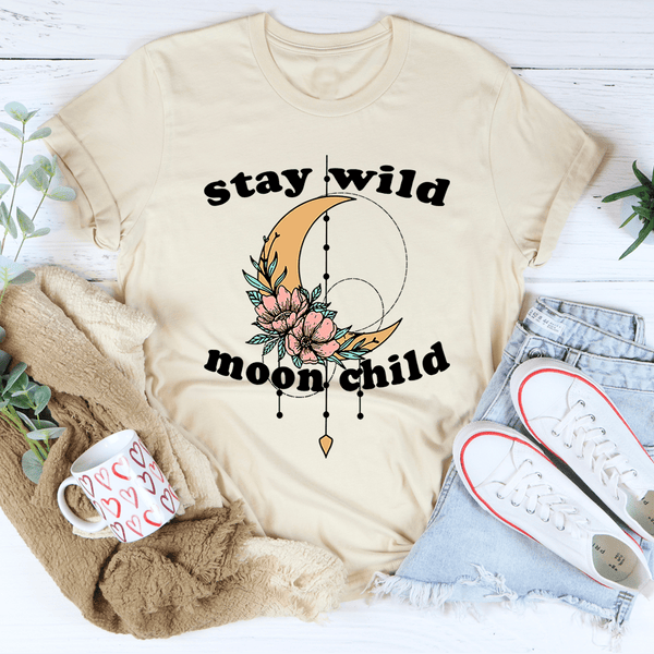 Stay Wild Moon Child Boho Tee Soft Cream / S Peachy Sunday T-Shirt