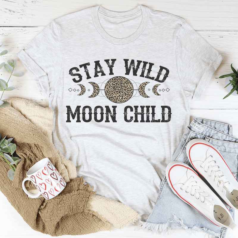 Stay Wild Moon Child Leopard Tee White / S Peachy Sunday T-Shirt
