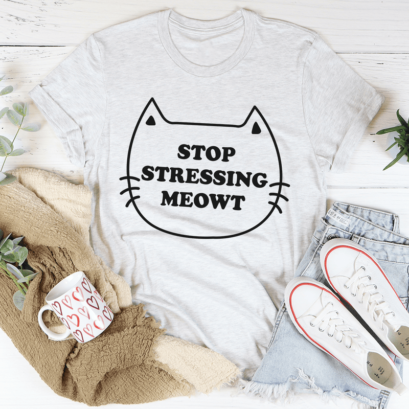 Stop Stressing Meowt Tee White / S Peachy Sunday T-Shirt