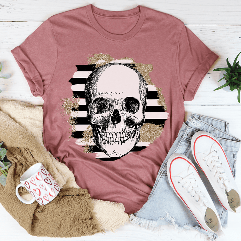 Striped Skull Tee Mauve / S Peachy Sunday T-Shirt
