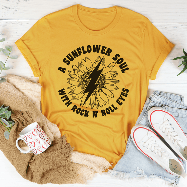 Sunflower Soul & Rock N Roll Eyes Tee Mustard / S Peachy Sunday T-Shirt