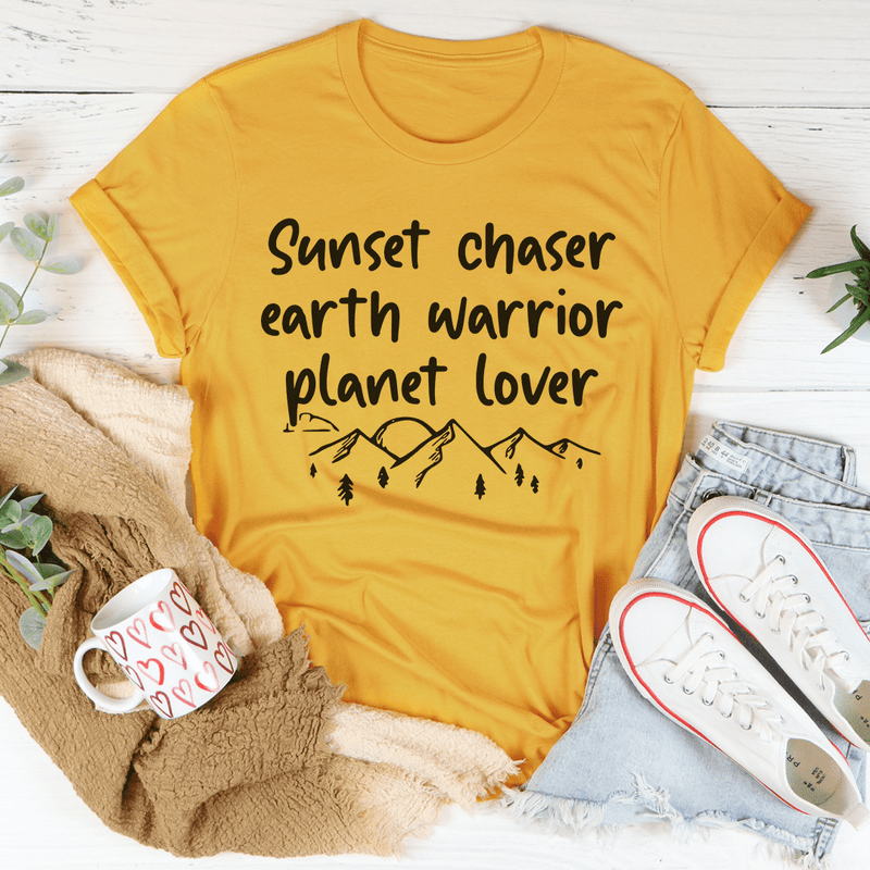 Sunset Chaser Earth Warrior Planet Lover Tee Mustard / S Peachy Sunday T-Shirt