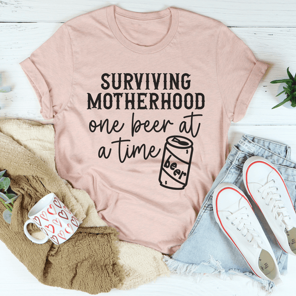Surviving Motherhood One Beer At A Time Tee Heather Prism Peach / S Peachy Sunday T-Shirt