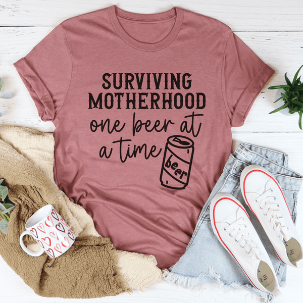 Surviving Motherhood One Beer At A Time Tee Mauve / S Peachy Sunday T-Shirt