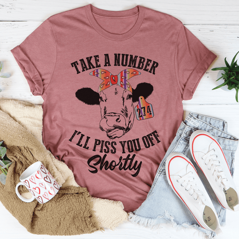 Take A Number Cow Tee Mauve / S Peachy Sunday T-Shirt