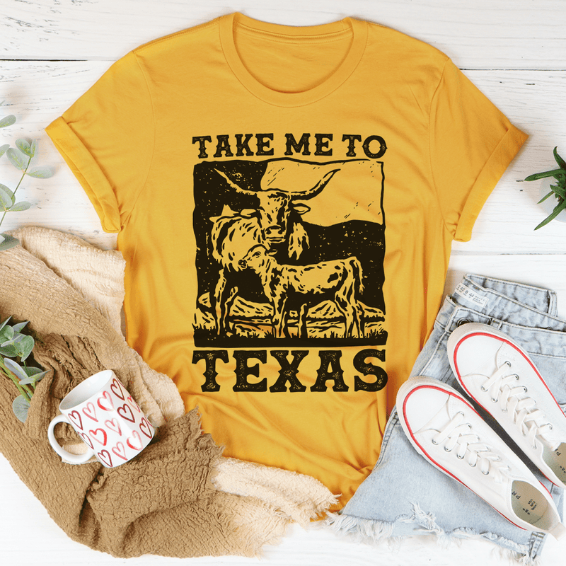 Take Me To Texas Tee Mustard / S Peachy Sunday T-Shirt