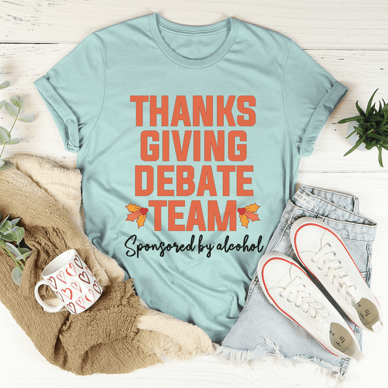 Thanksgiving Debate Team Tee Heather Prism Dusty Blue / S Peachy Sunday T-Shirt