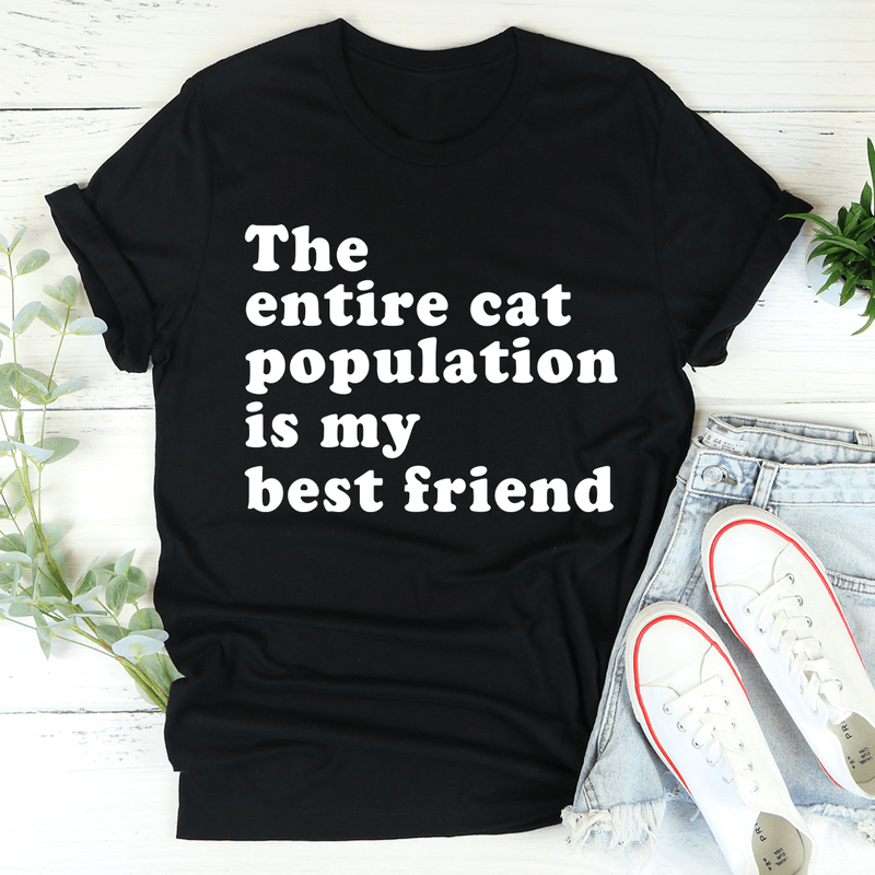The Entire Cat Population Is My Best Friend Tee Black Heather / S Peachy Sunday T-Shirt