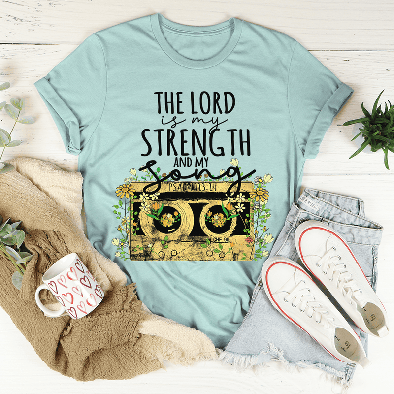 The Lord Is My Strength And My Song Tee Heather Prism Dusty Blue / S Peachy Sunday T-Shirt
