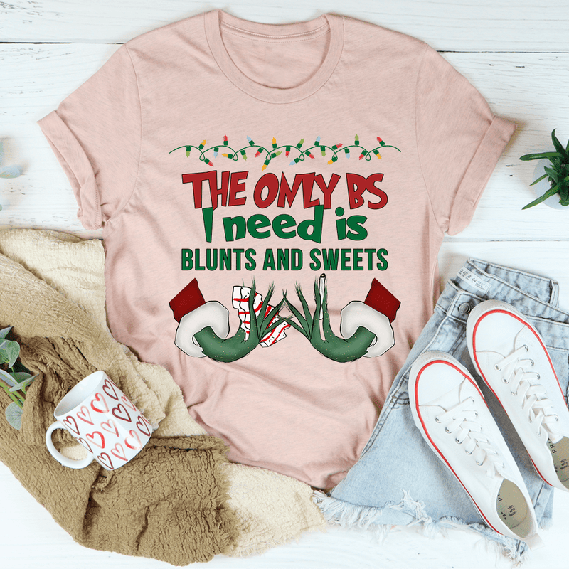 The Only BS I Need Christmas Tee Heather Prism Peach / S Peachy Sunday T-Shirt
