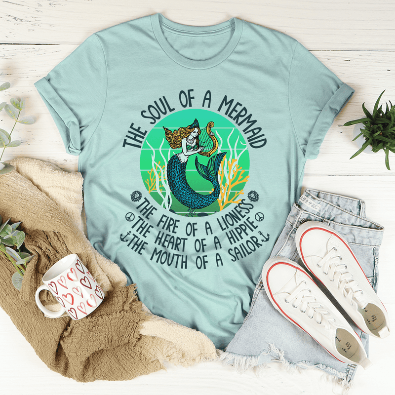 The Soul Of A Mermaid Tee Heather Prism Dusty Blue / S Peachy Sunday T-Shirt