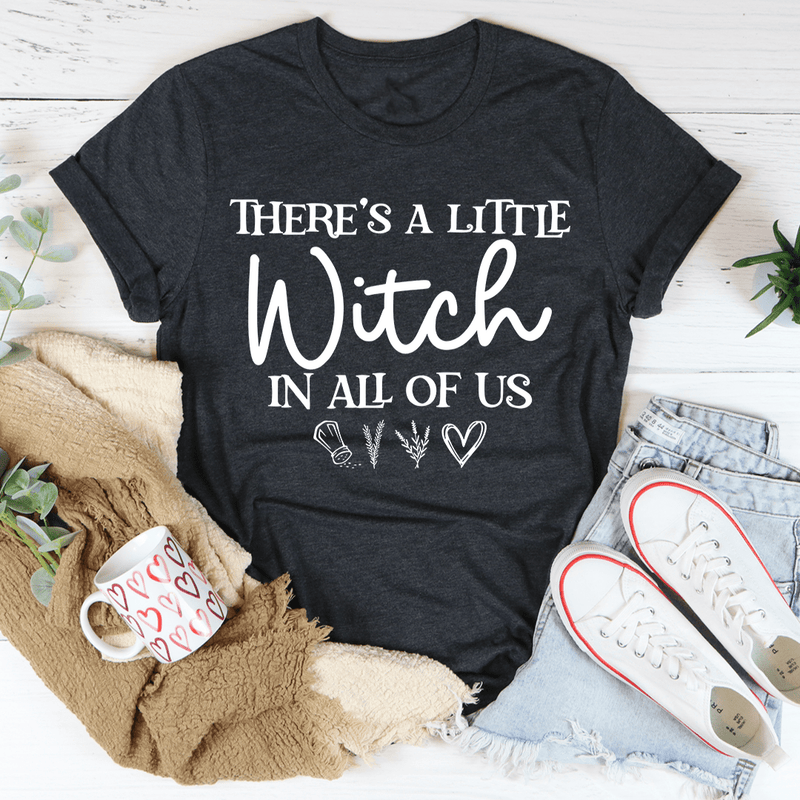There's A Little Witch In All Of Us Tee Dark Grey Heather / S Peachy Sunday T-Shirt