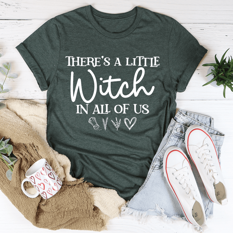 There's A Little Witch In All Of Us Tee Heather Forest / S Peachy Sunday T-Shirt
