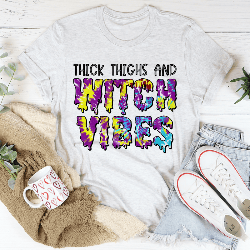 Thick Thighs And Witch Vibes Tee Ash / S Peachy Sunday T-Shirt