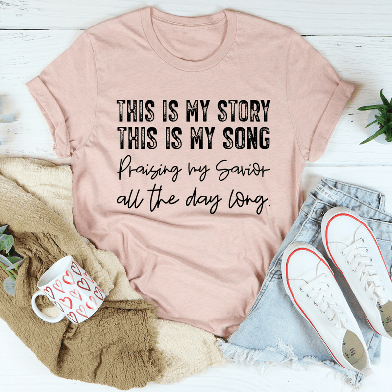 This Is My Story This Is My Song Tee Heather Prism Peach / S Peachy Sunday T-Shirt