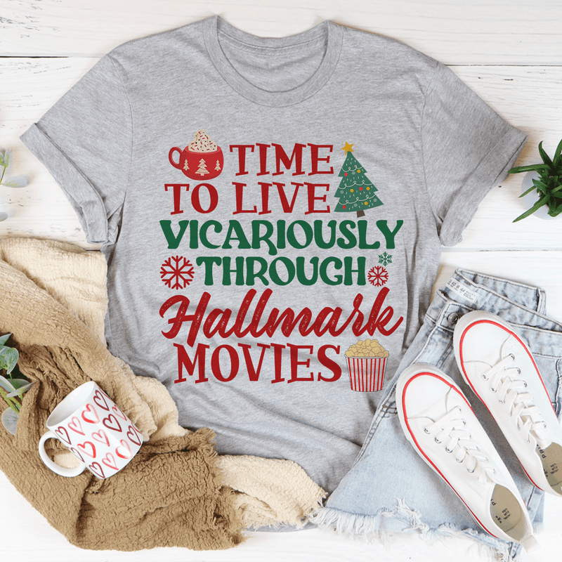 Time to Live Vicariously Christmas Tee Athletic Heather / S Printify T-Shirt T-Shirt
