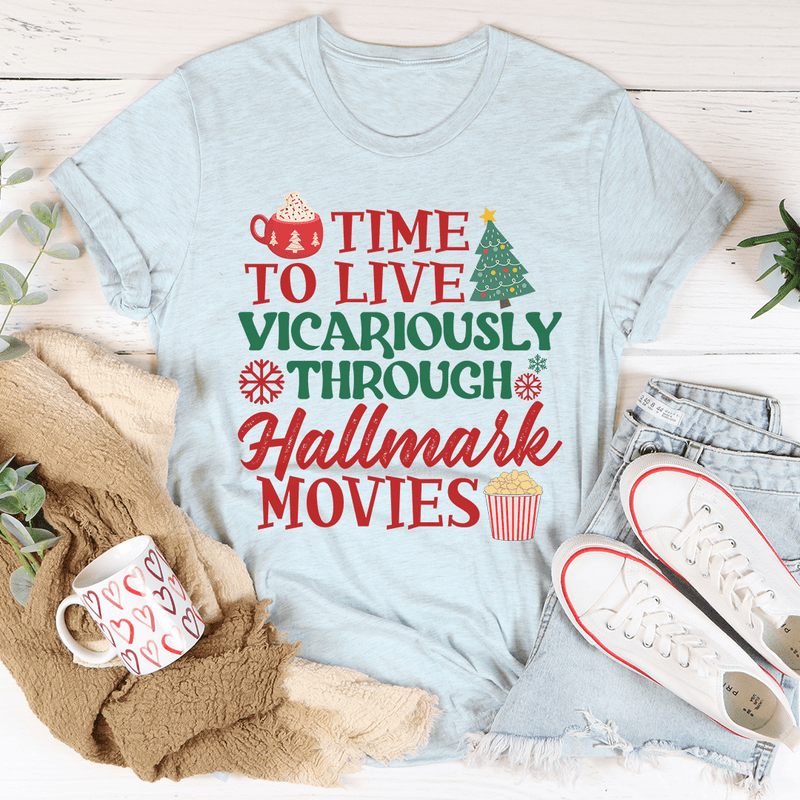 Time to Live Vicariously Christmas Tee Heather Ice Blue / S Printify T-Shirt T-Shirt