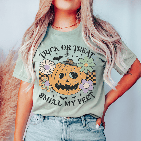 Trick Or Treat Smell My Feet Tee Heather Prism Dusty Blue / S Peachy Sunday T-Shirt