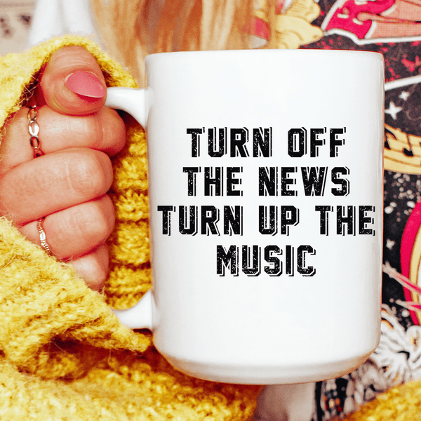 Turn Up The Music Ceramic Mug 15 oz White / One Size CustomCat Drinkware T-Shirt