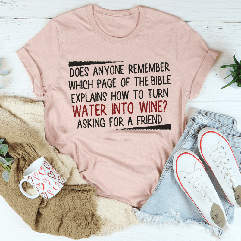 Water Into Wine Tee Heather Prism Peach / S Peachy Sunday T-Shirt