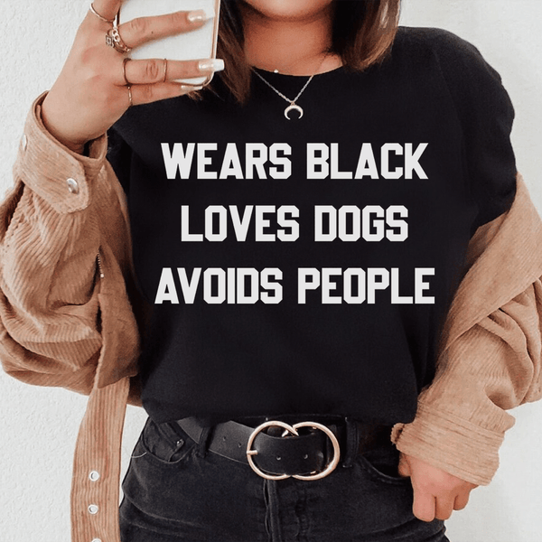 Wears Black Loves Dogs Avoids People Tee Black Heather / S Peachy Sunday T-Shirt